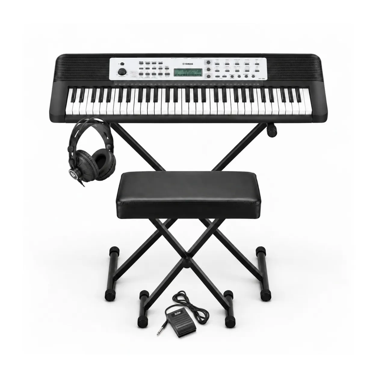 Yamaha YPT-280 61-Key Portable Keyboard with Stand, Bench, Headphones and Pedal