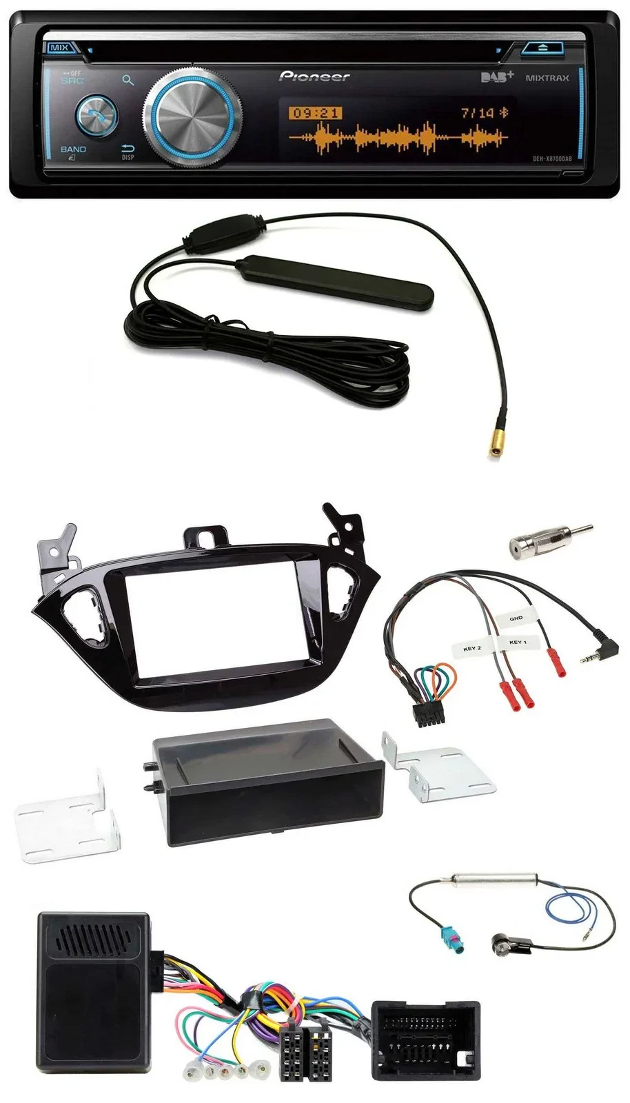 Автомагнитола для Opel Adam (с 2013) и Corsa E Pioneer CD/USB/Bluetooth/DAB, поддержка кнопок на руле