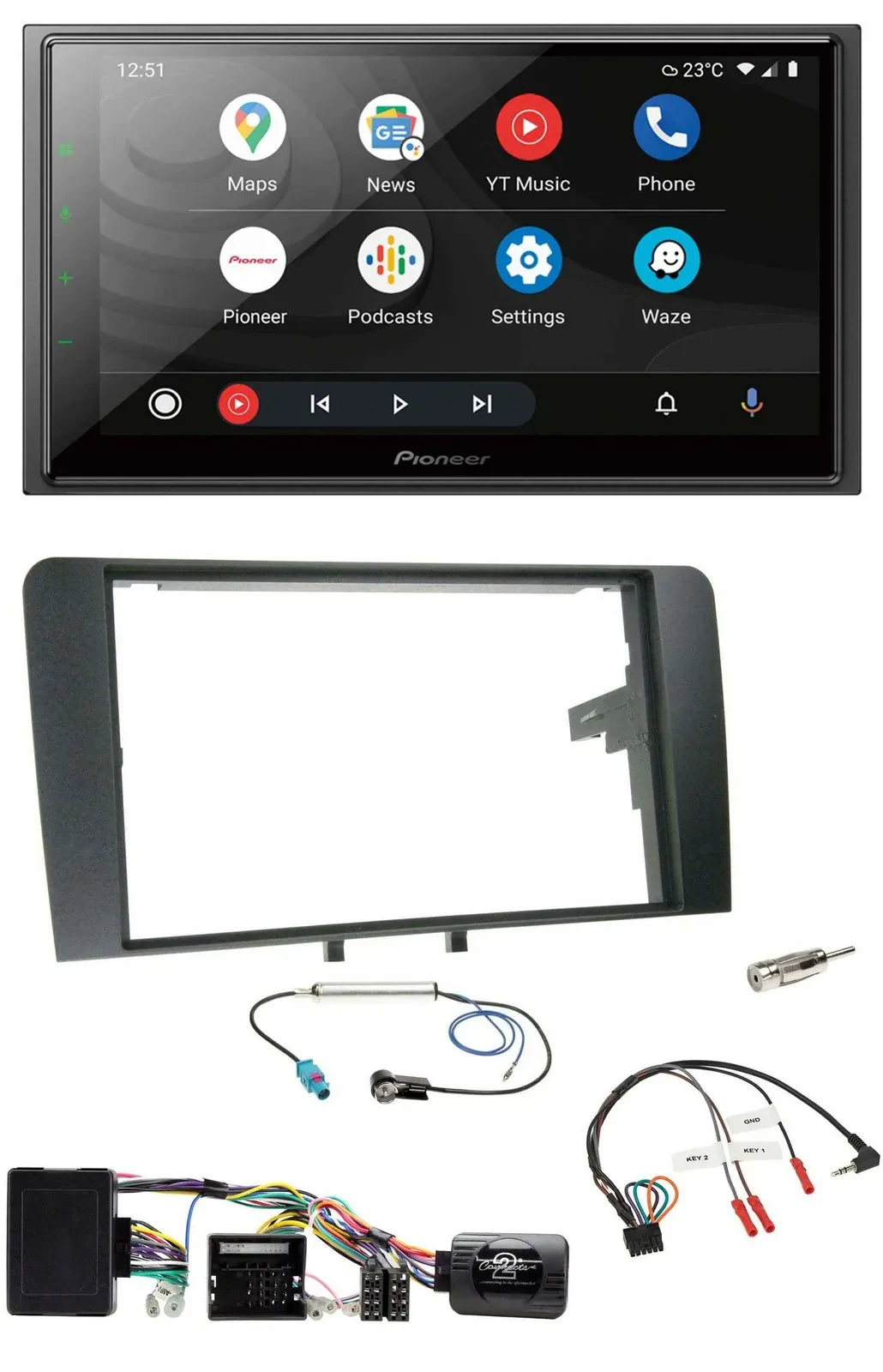 Pioneer USB 2DIN DAB Lenkrad Bluetooth Autoradio für Audi A3 8P 03-12 Bose Aktiv