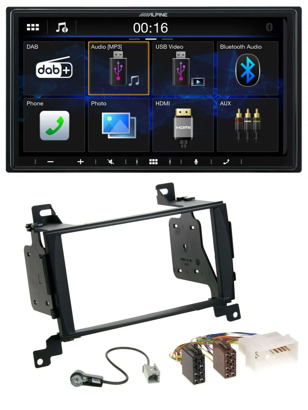 Alpine Bluetooth 2DIN MP3 DAB USB Autoradio für Hyundai Santa Fe 2007-2012