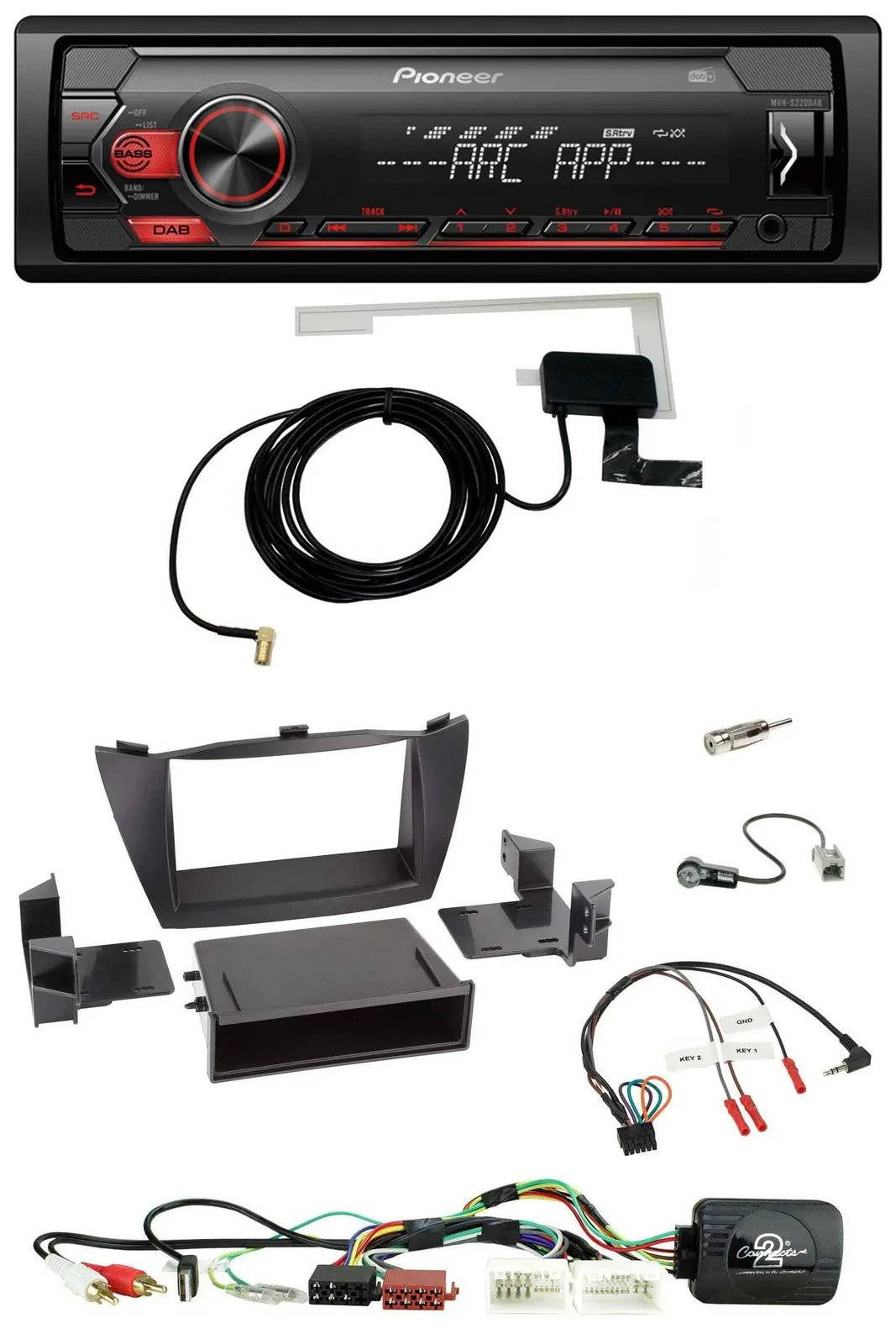 Pioneer 1DIN USB DAB MP3 Lenkrad Autoradio für Hyundai Tucson 2010-2015