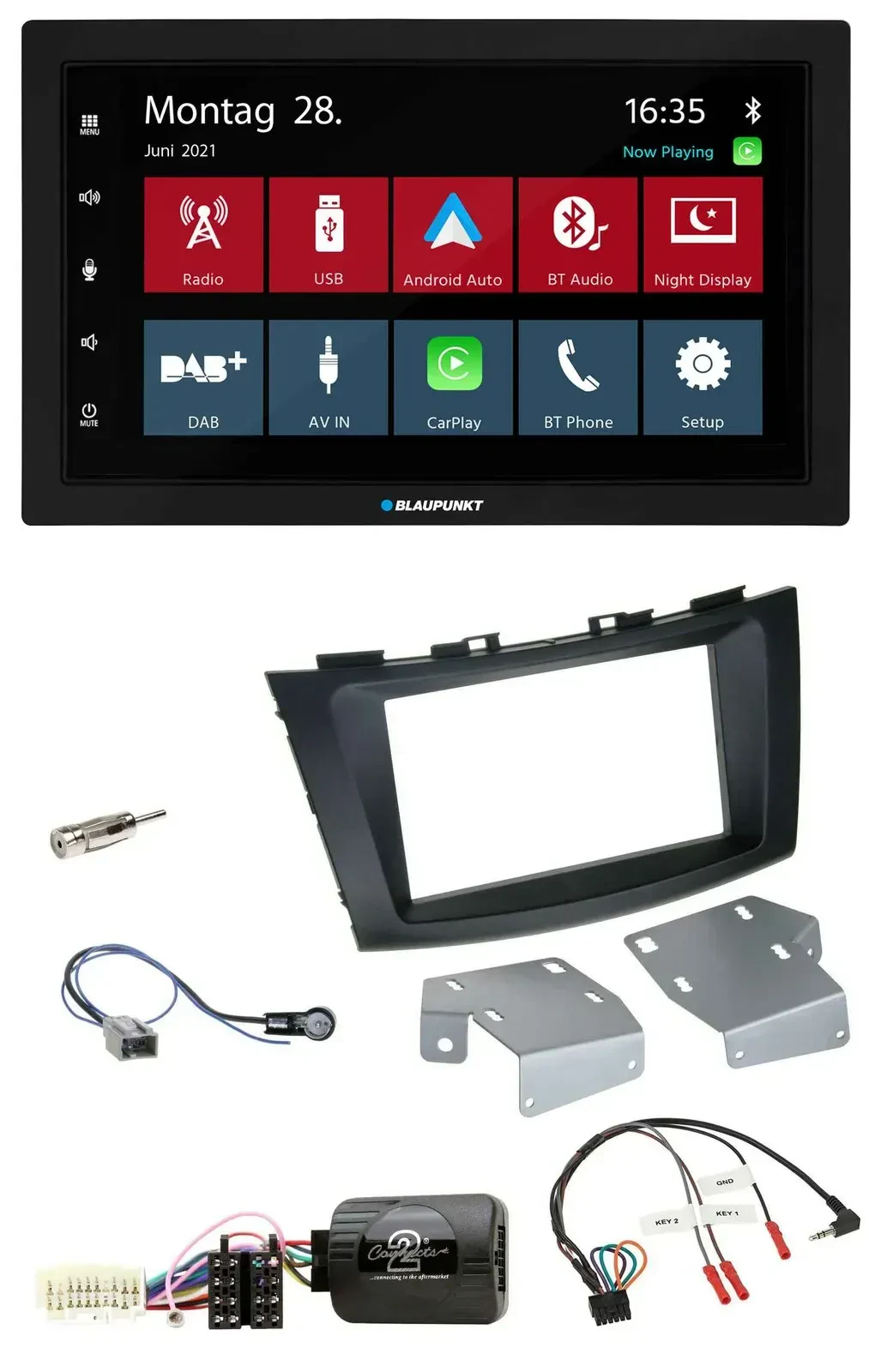 Blaupunkt Lenkrad Bluetooth DAB 2DIN USB Autoradio für Suzuki Swift ab 2011