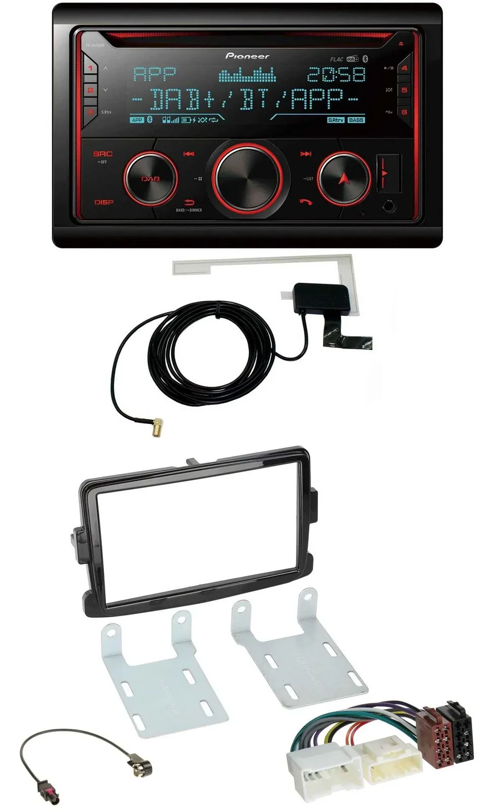 Pioneer 2DIN MP3 DAB USB CD Bluetooth Autoradio für Dacia Dokker Logan Duster Lo