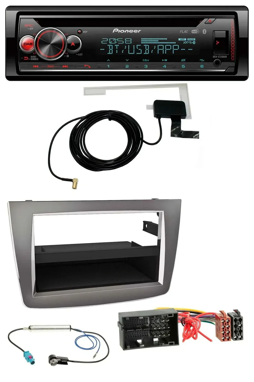 Автомагнитола для Alfa Romeo Mito (с 2014, тип 955) Pioneer DAB, CD, MP3, USB, Bluetooth, серебристая