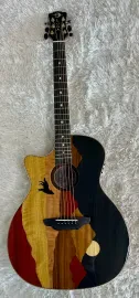 Luna Guitars Vista Wolf Left Handed Koa Body Acoustic Electric Guitar with Case