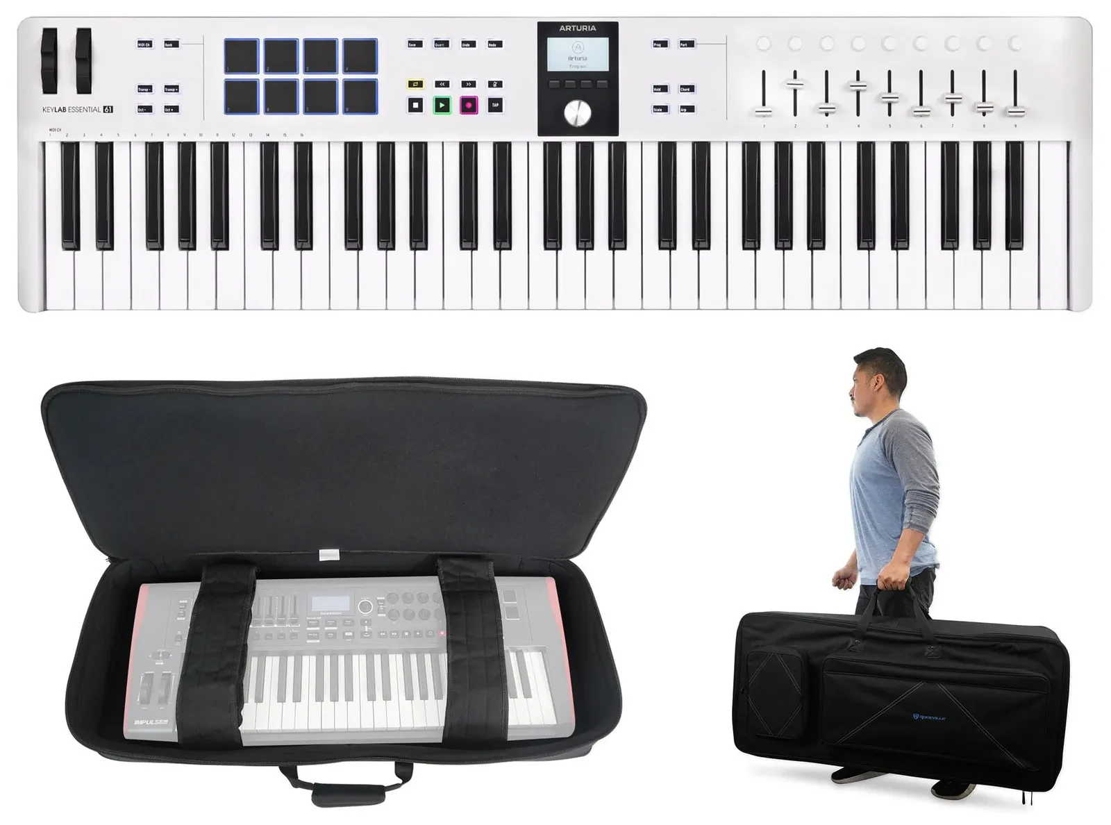 ARTURIA Keylab Essential 61 mk3 White 61-Key USB MIDI Keyboard Controller+Bag