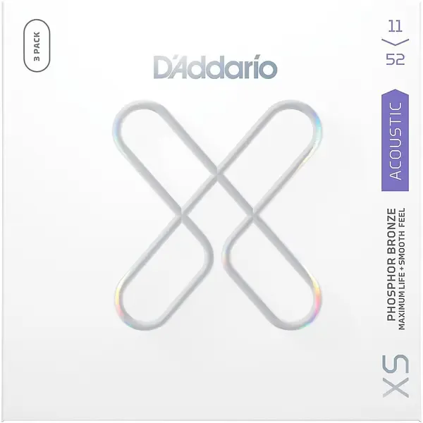 Струны для акустической гитары D'Addario XS Phosphor Bronze Coated 11-52 (3 упаковки)