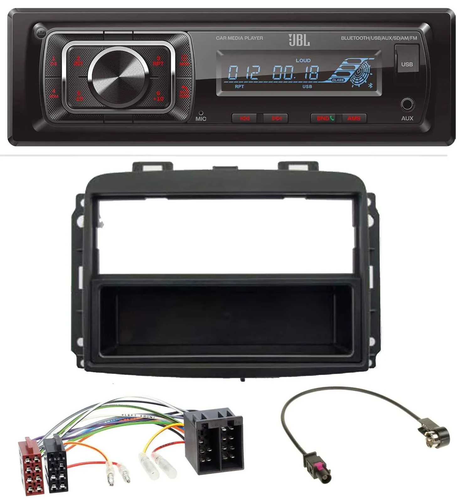 Автомагнитола JBL SD/AUX/MP3/USB/Bluetooth для Fiat 500L (с ISO, с 2012)