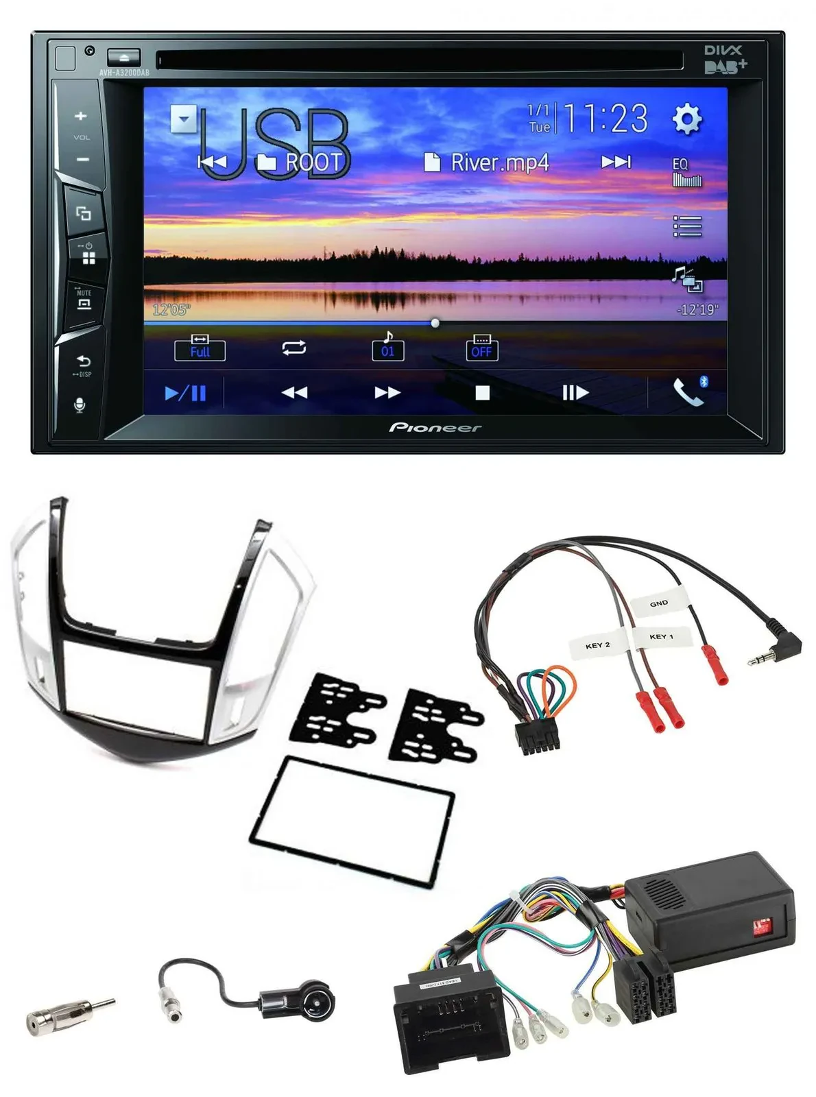 Автомагнитола для Chevrolet Cruze 2011–2020 Pioneer 2DIN Bluetooth USB DVD DAB