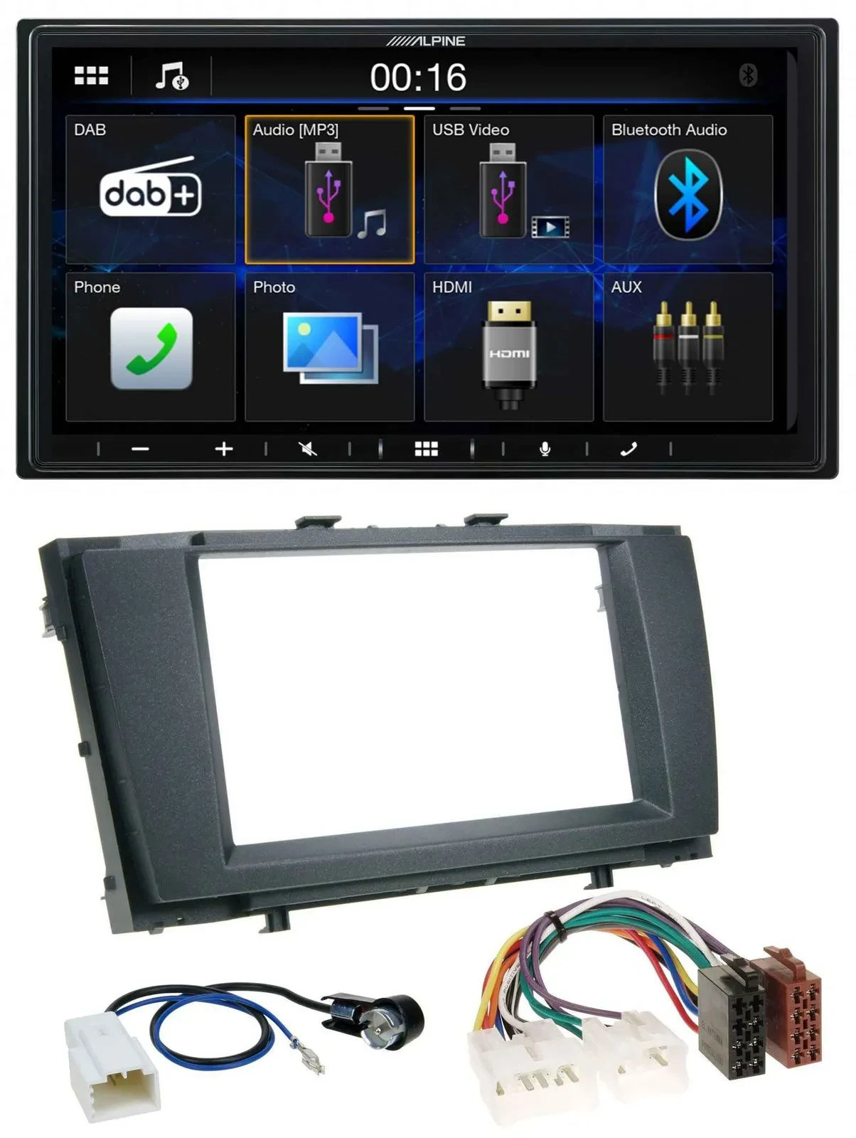 Alpine Bluetooth 2DIN MP3 DAB USB Autoradio für Toyota Avensis 2009-2015