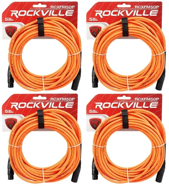 Микрофонный кабель Rockville RCXFM50P-O Orange 15.25 м (4 штуки)