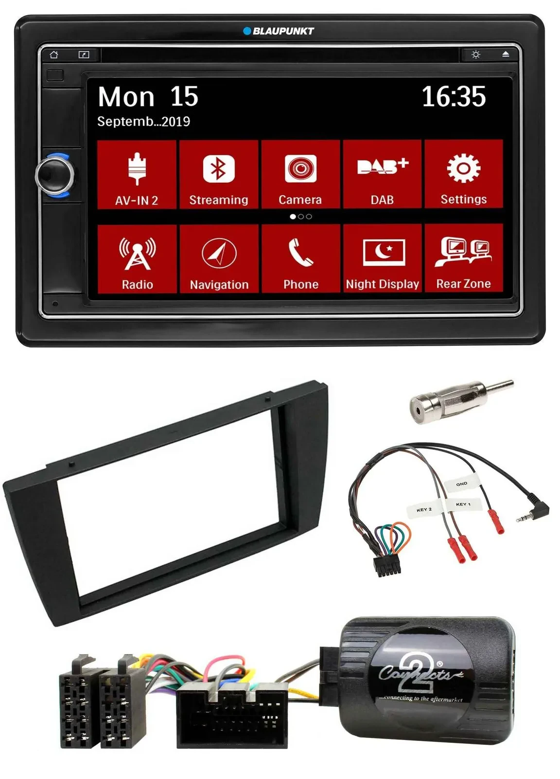 Blaupunkt TMC USB Lenkrad Bluetooth DAB 2DIN Navigation für Jaguar X-Type S 2003