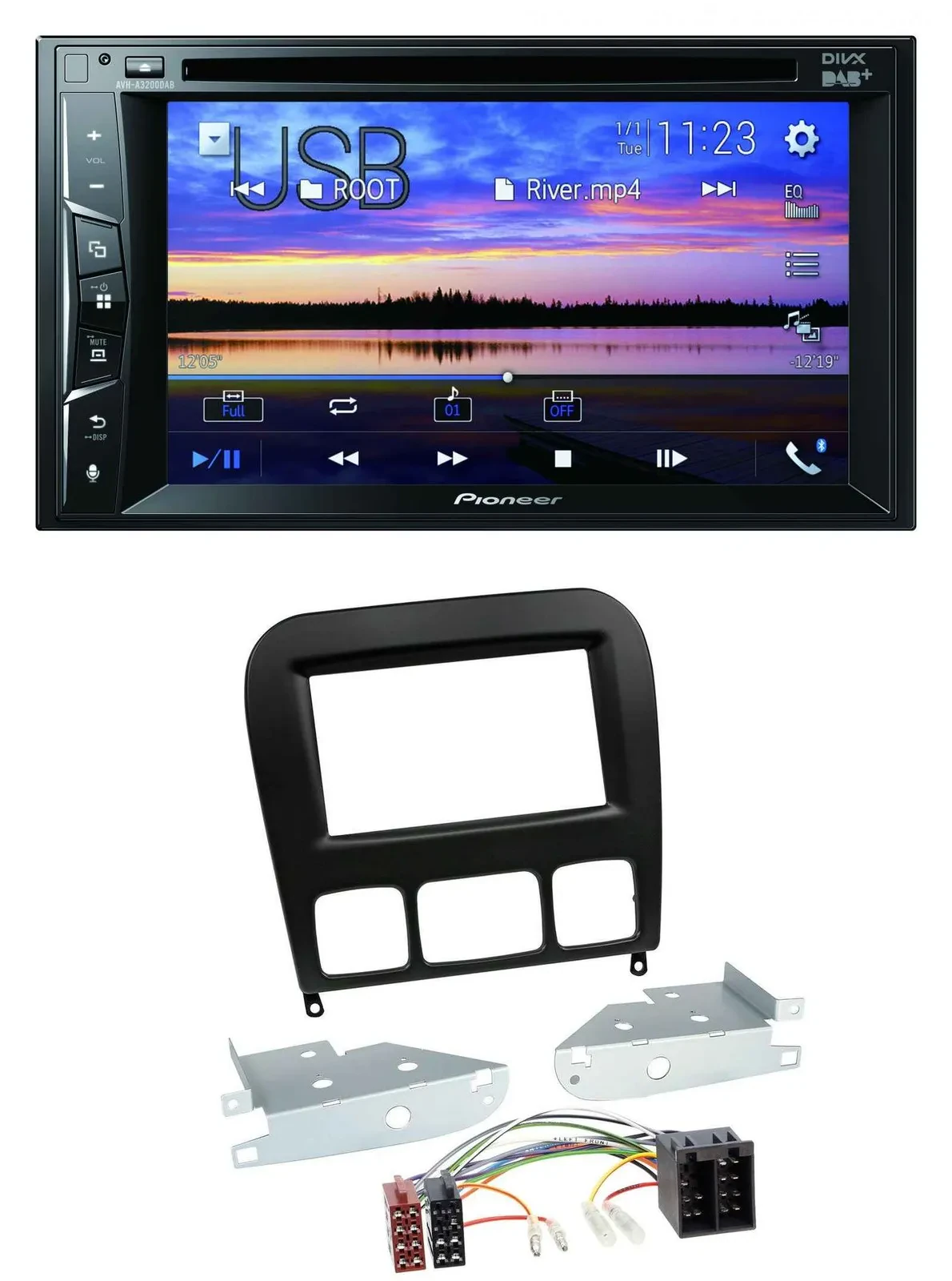 Автомагнитола Pioneer 2-DIN, Bluetooth, USB, DVD, DAB, MP3 для Mercedes S-Class (1998–2005)