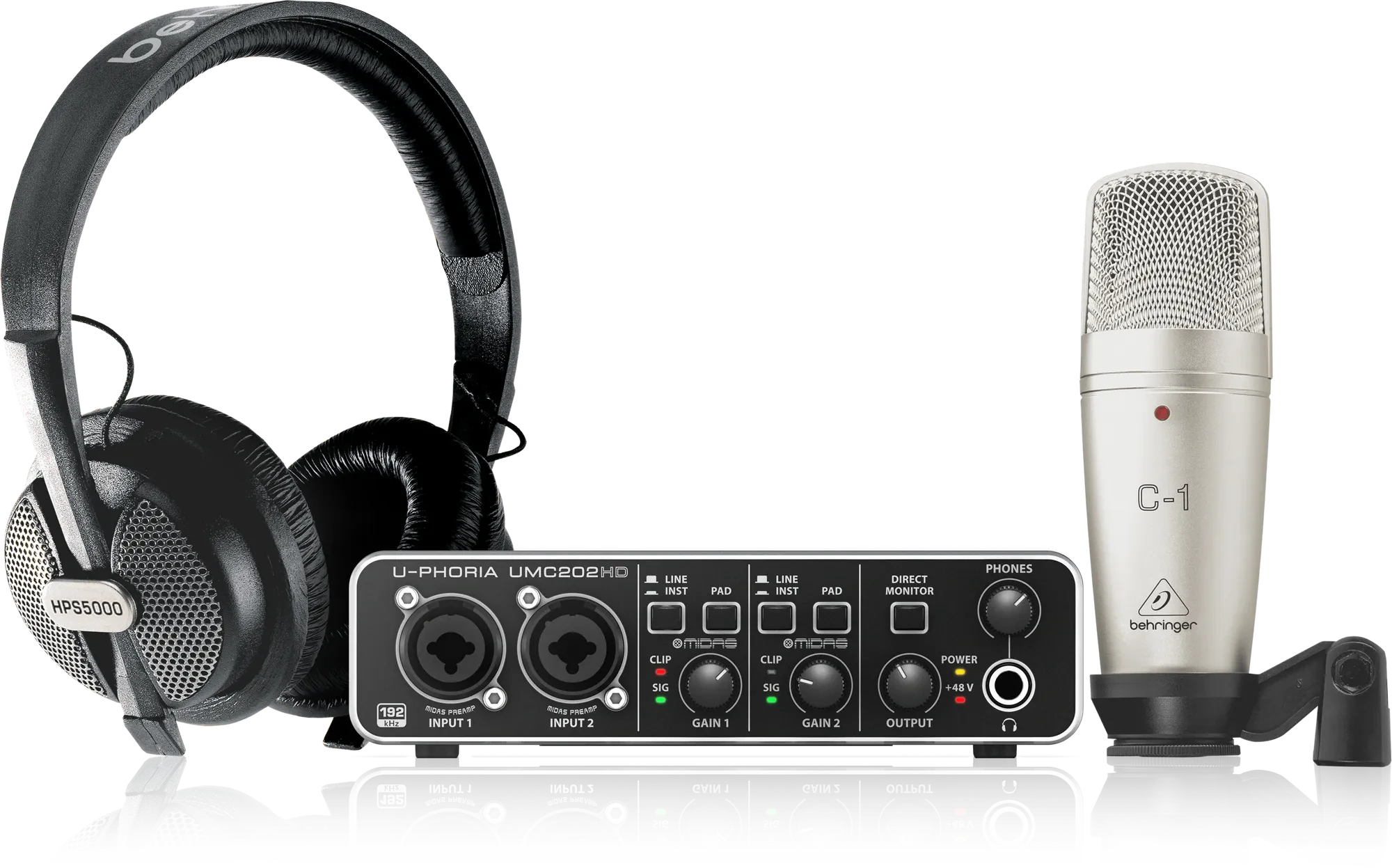 Комплект для подкастов Behringer U-Phoria Studio Pro (набор, UMC202HD, C-1, HPS5000)