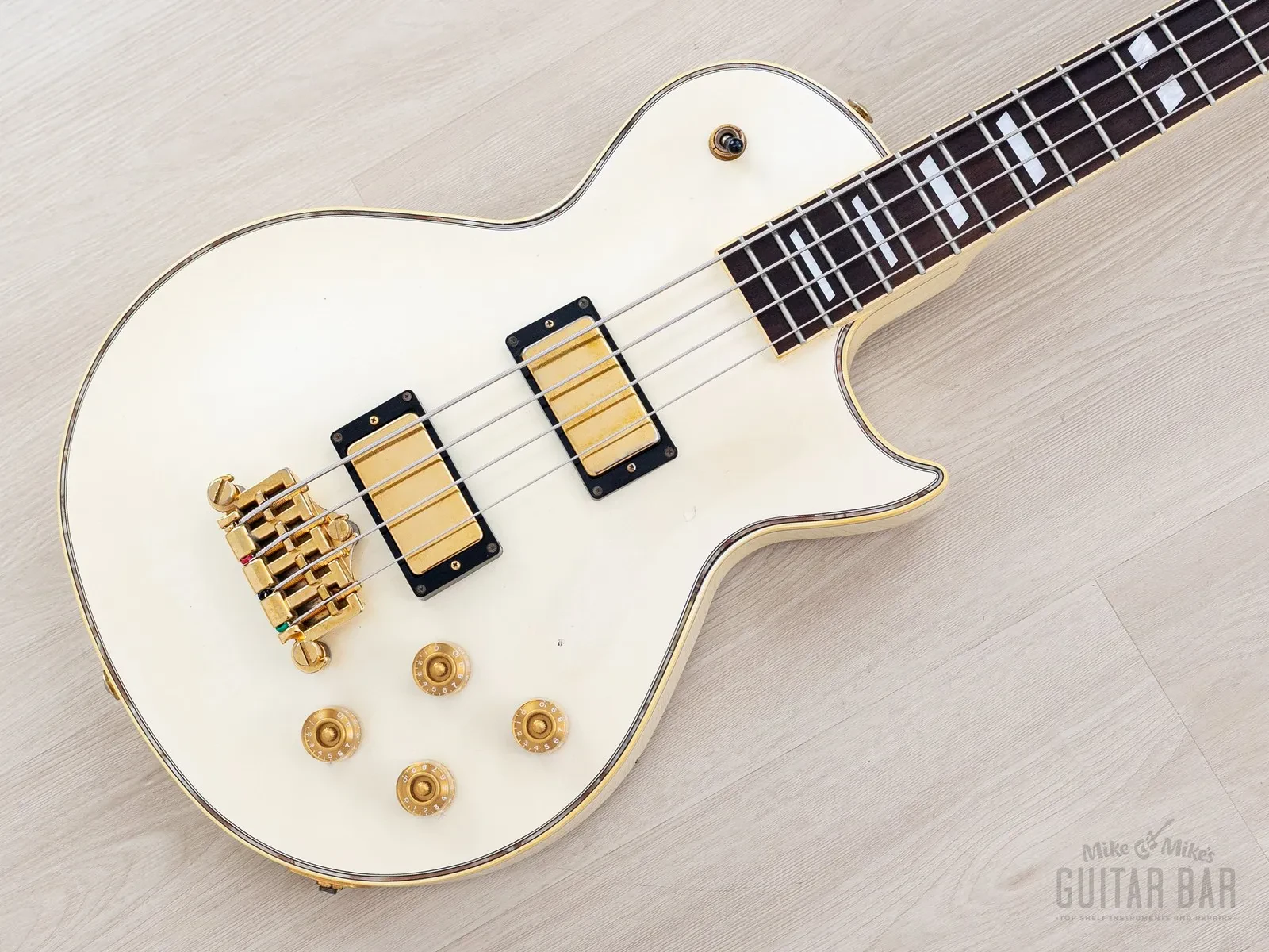 Б/У Бас-гитара Greco LGB-90 LP Custom 34", перламутрово-белый, 2002, Япония (Fujigen)