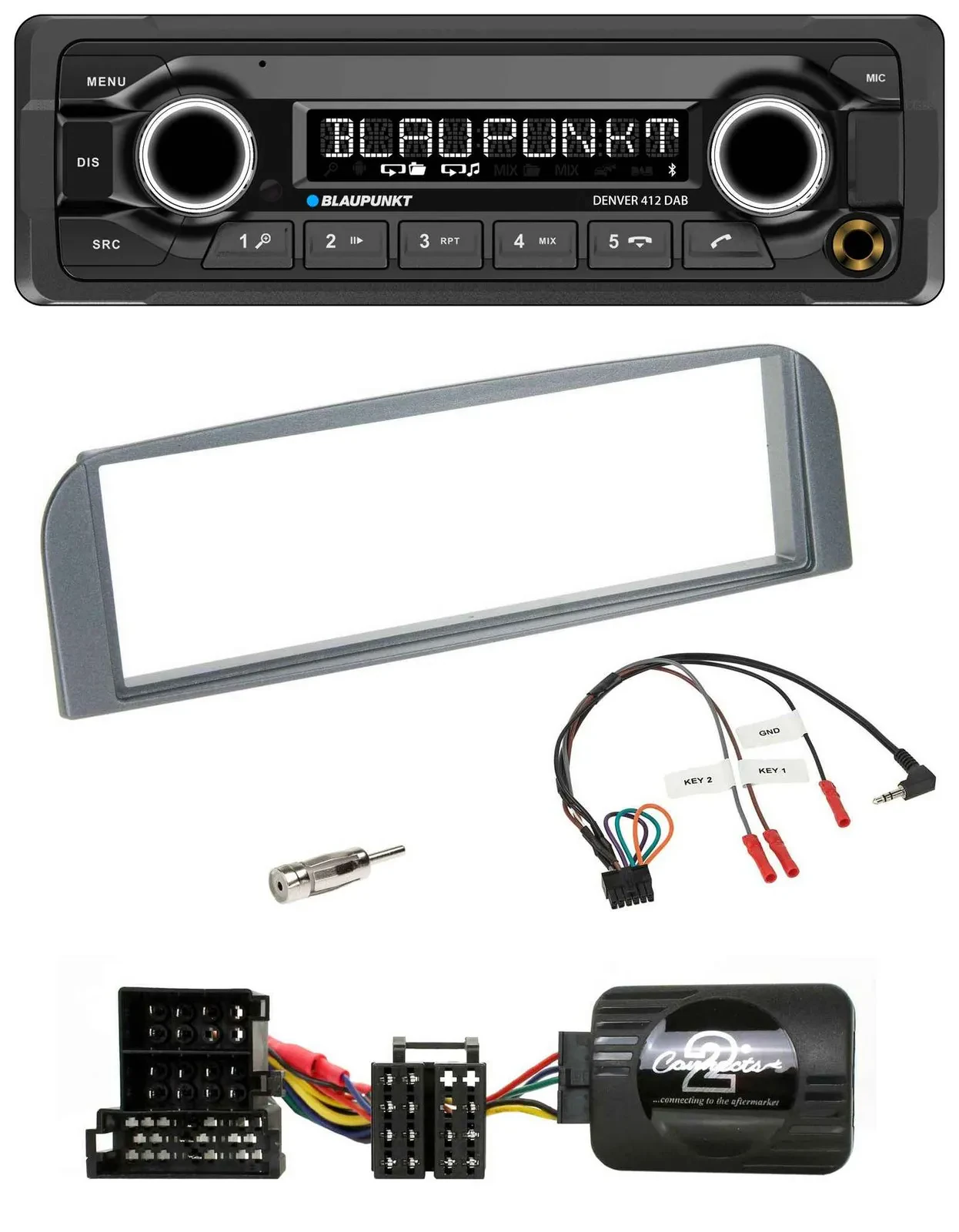 Blaupunkt Bluetooth DAB Lenkrad USB Autoradio für Alfa 147 GT anthrazit