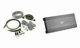 NVX NBA201 700W Class-AB 2-Channel Amplifier with Belva 4 Gauge Amp Wiring Kit
