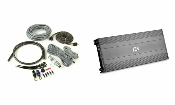 NVX NBA201 700W Class-AB 2-Channel Amplifier with Belva 4 Gauge Amp Wiring Kit