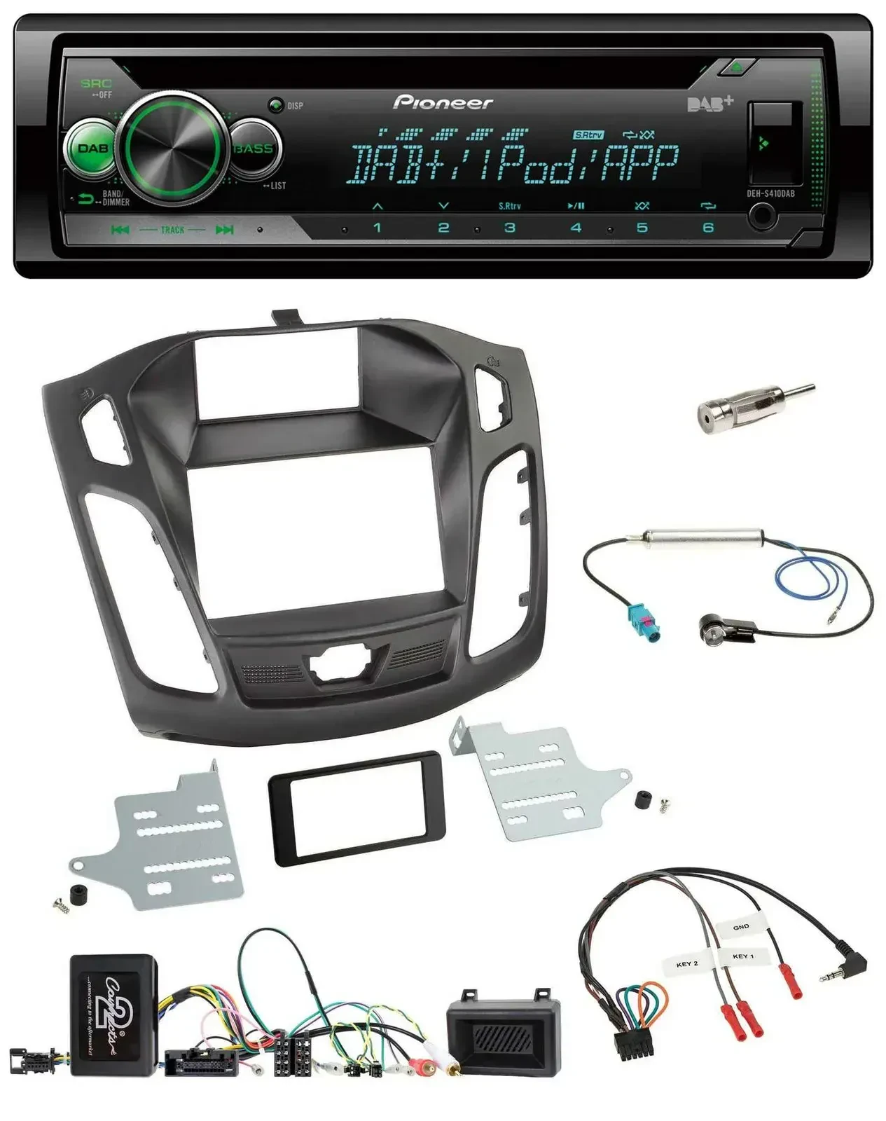 Автомагнитола для Ford Focus DYB 2011–2014 Pioneer CD/USB, MP3, DAB, поддержка управления с руля