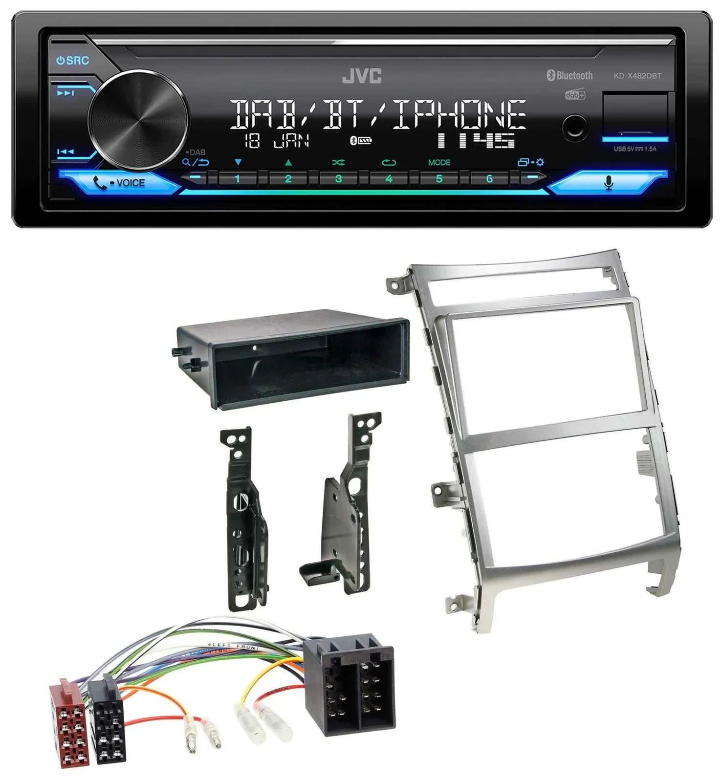 JVC Bluetooth DAB USB MP3 Autoradio für Hyundai ix55 (2009-2012) silber
