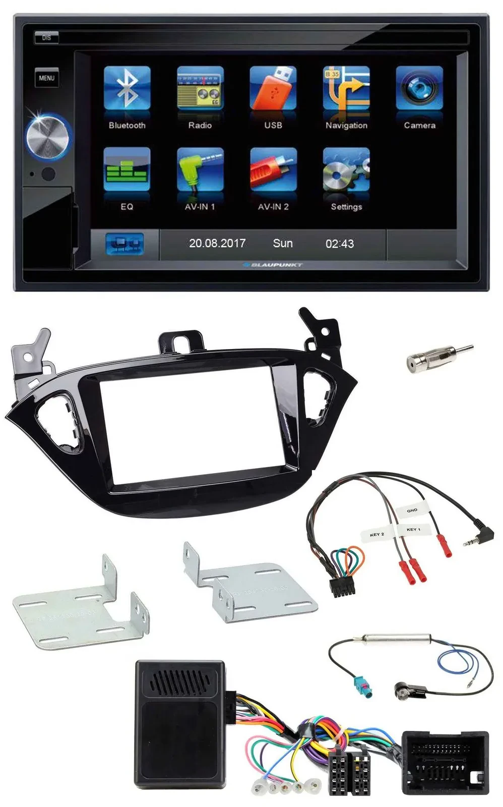 Blaupunkt Lenkrad USB Bluetooth TMC 2DIN Navigation für Opel Adam ab 2013 Corsa