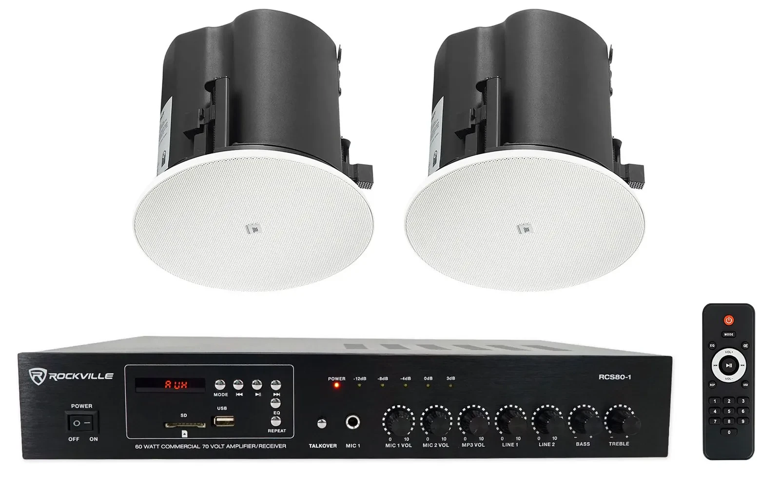 Потолочная акустика для ресторана/бара JBL Control 424C/T + RCS80-1 4", 70V (набор, пара)