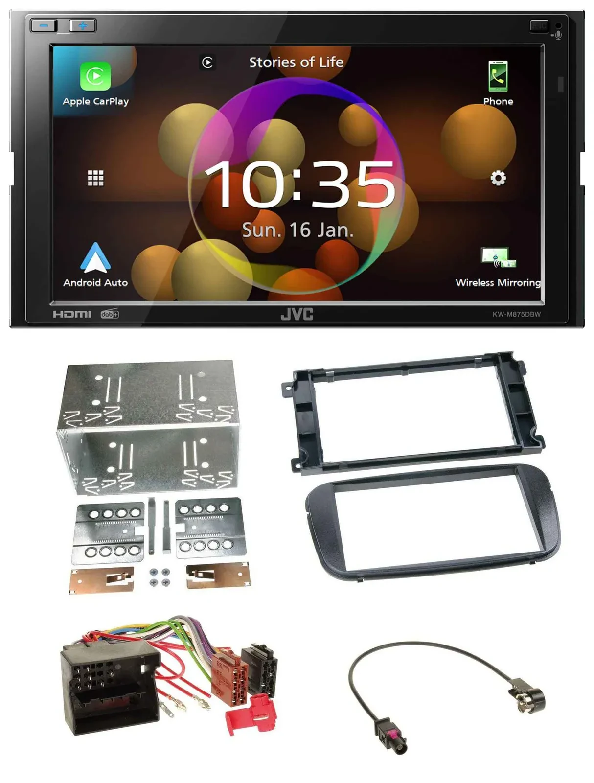 JVC DAB MP3 2DIN Bluetooth USB Autoradio für Ford C-Max Galaxy Focus ab 2007 Pro