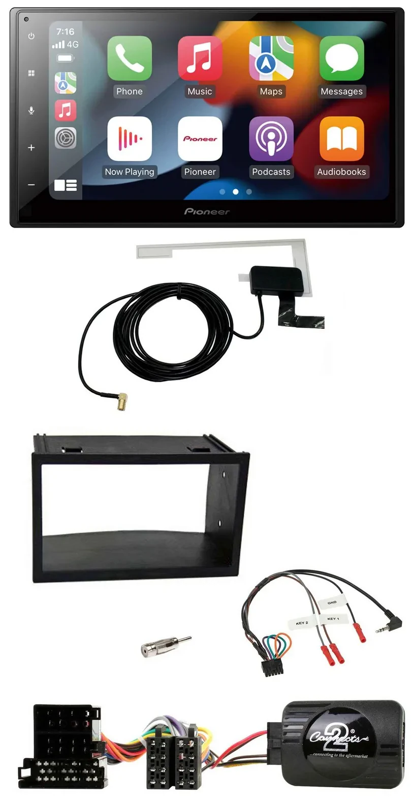Pioneer Lenkrad USB Bluetooth DAB 2DIN Autoradio für VW Golf 4 Polo Passat ISO