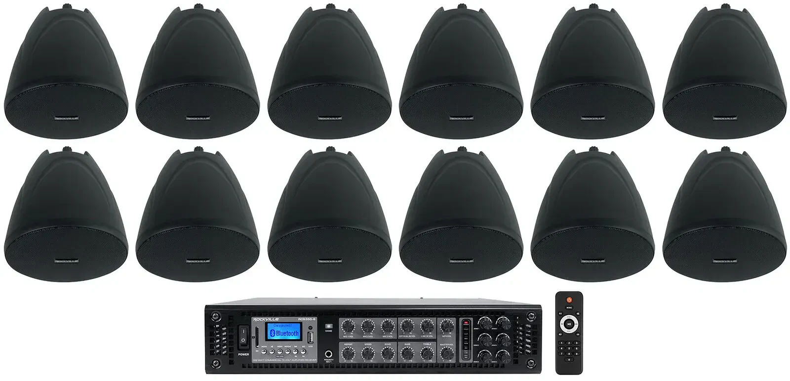 Потолочная акустика Rockville PEN-40T Black с усилителем (12 штук)