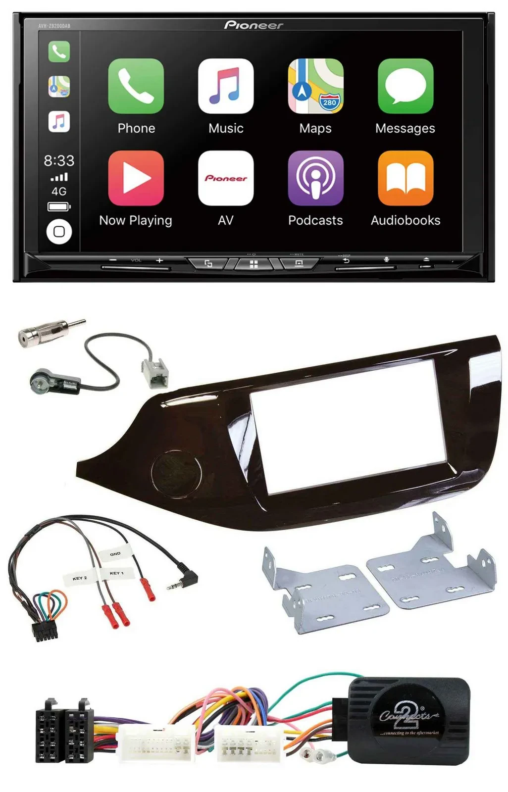 Pioneer 2DIN Lenkrad USB DAB DVD Bluetooth Autoradio für Kia Ceed ab 2012 glänze