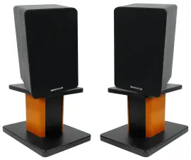 (2) Rockville RockShelf 58B Black 5.25" Home Bookshelf Speakers+8" Wood Stands