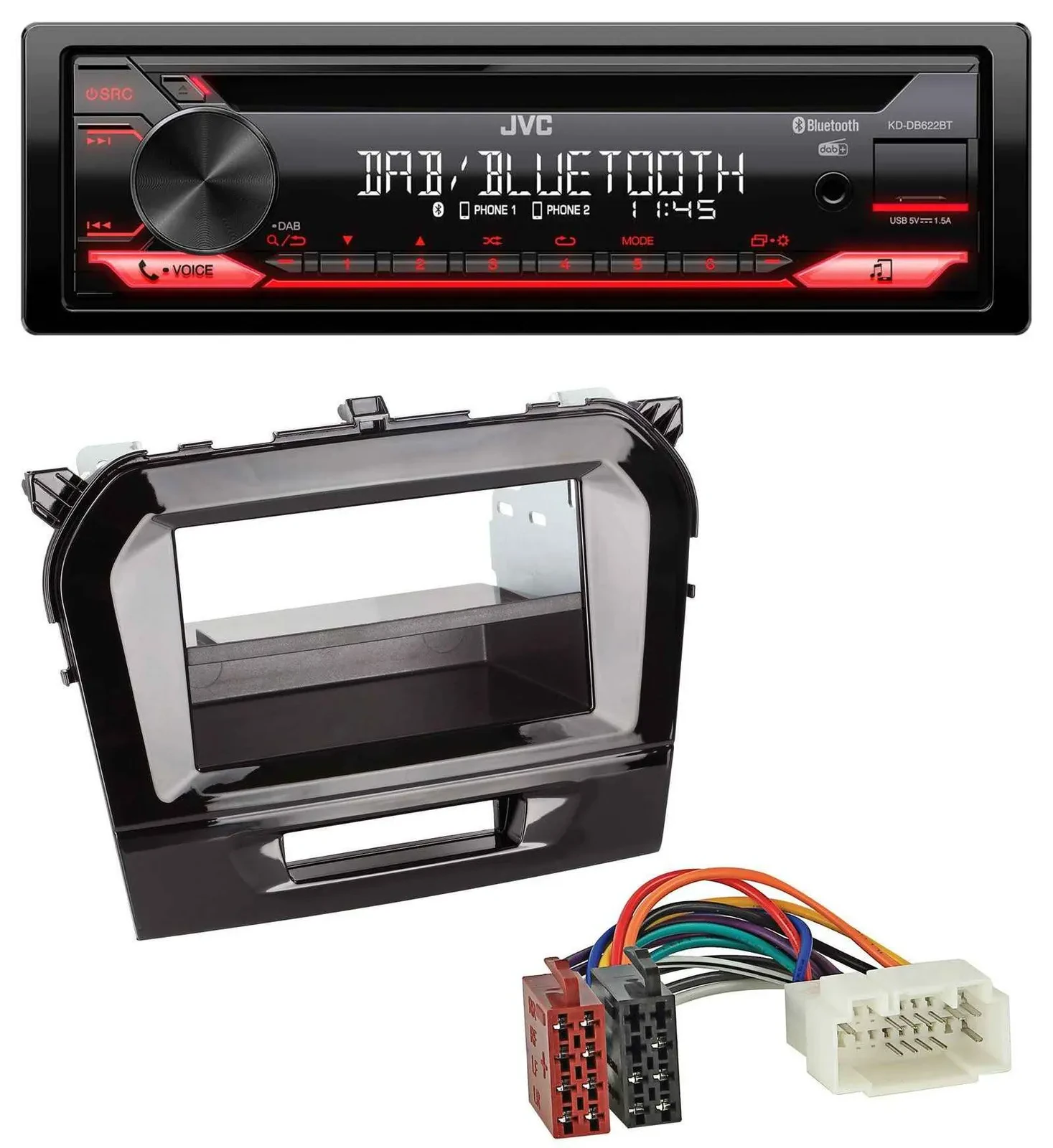 JVC CD DAB USB Bluetooth MP3 Autoradio für Suzuki Vitara (ab 2015)