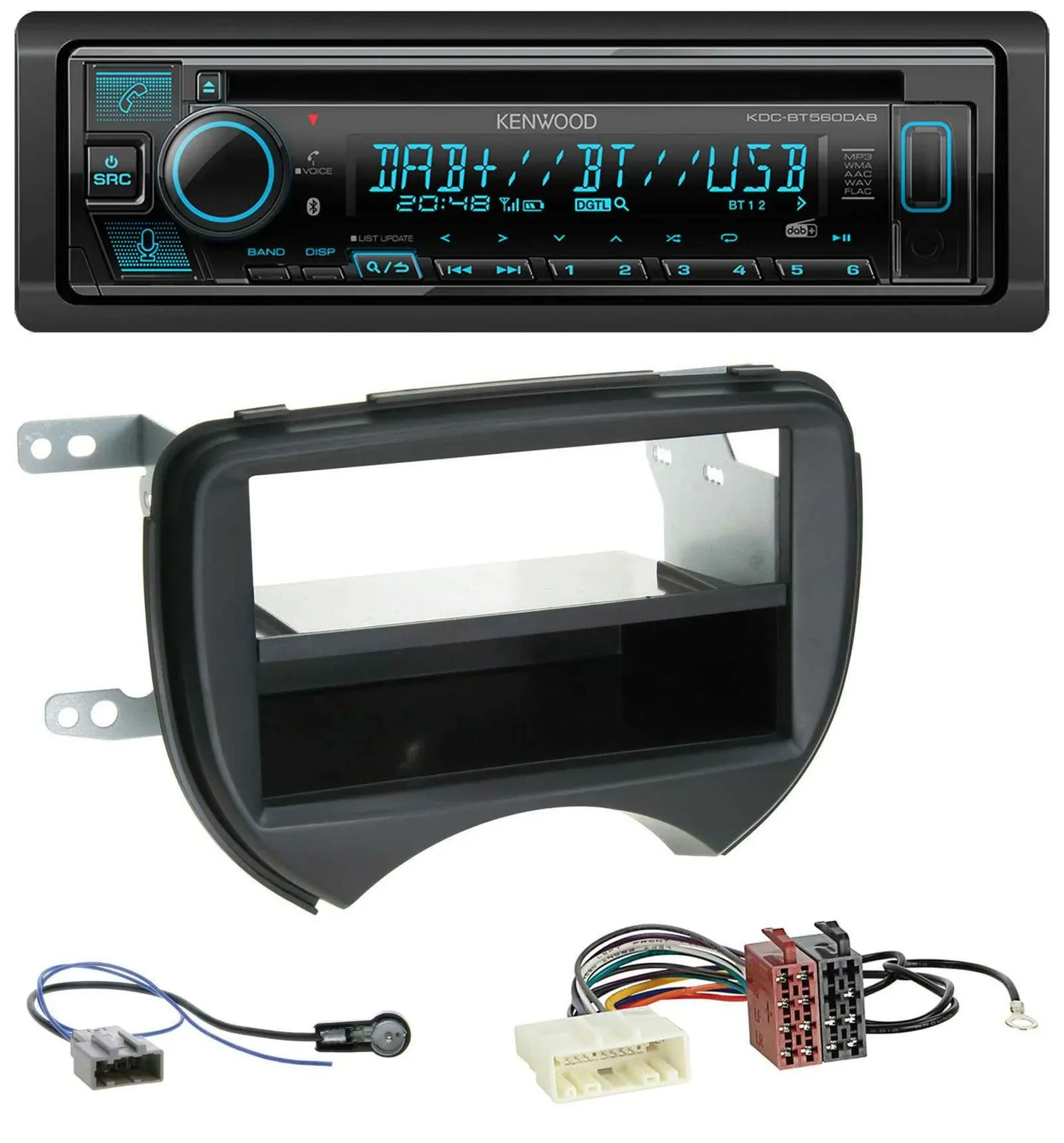 Kenwood Bluetooth DAB CD MP3 USB Autoradio für Nissan Micra K13 10-13 schwarz