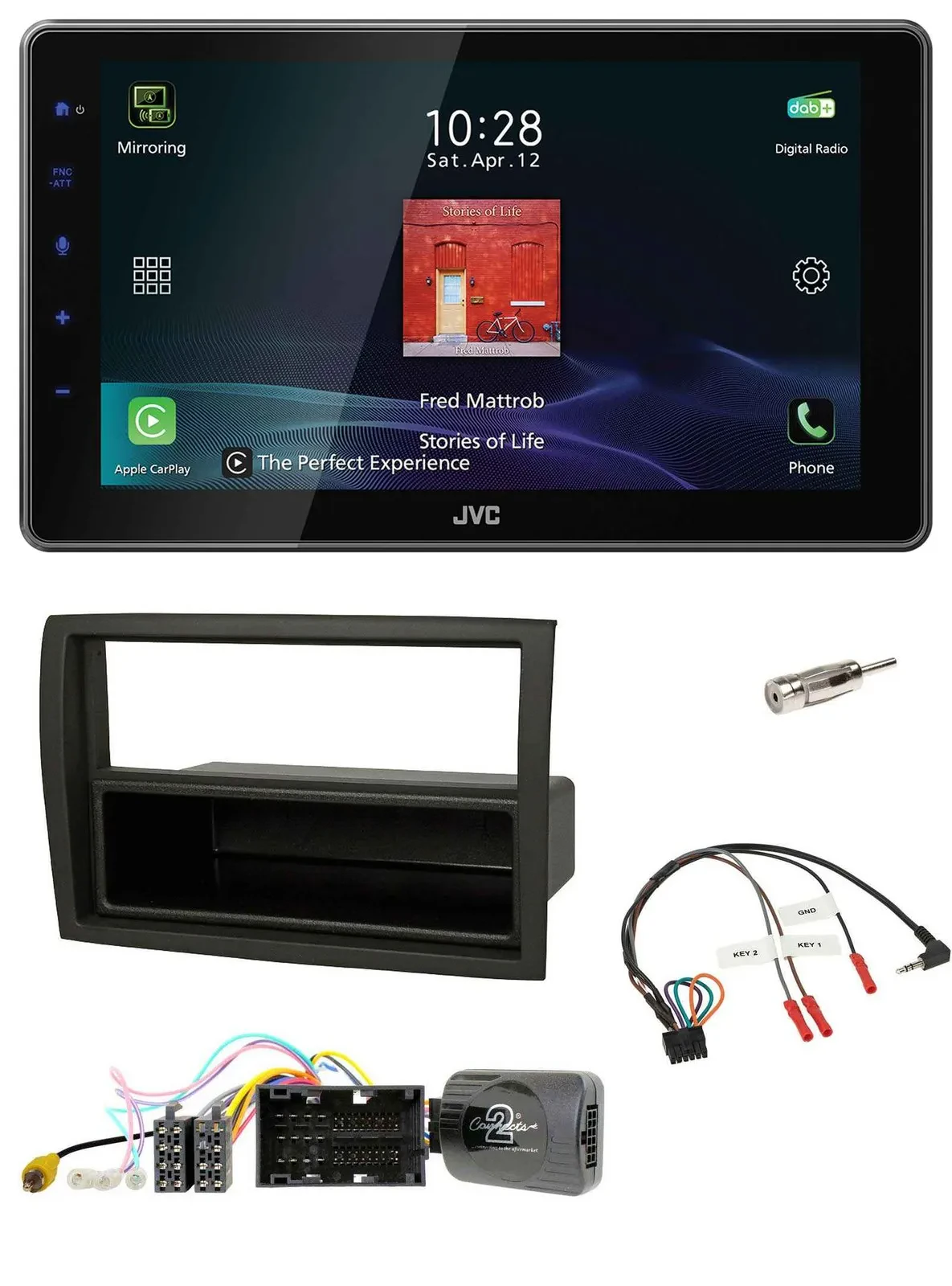 JVC DAB Lenkrad Bluetooth USB Autoradio für Citroen Jumper 2014-2021 schwarz