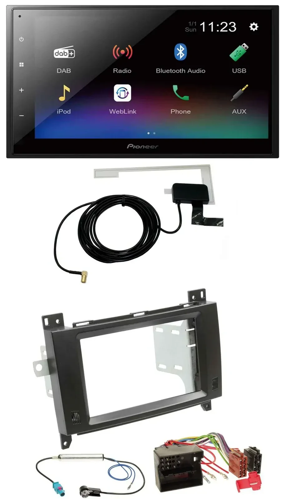 Автомагнитола Pioneer 2DIN, DAB, Bluetooth, USB, для Mercedes Viano/Vito (2006–2014), чёрная