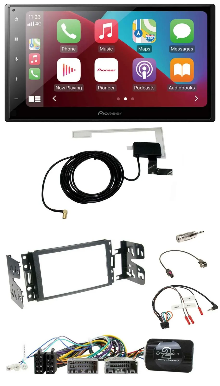 Автомагнитола для Jeep Grand Cherokee (2011–2020) Pioneer 2DIN, USB, Bluetooth, DAB, поддержка кнопок на руле