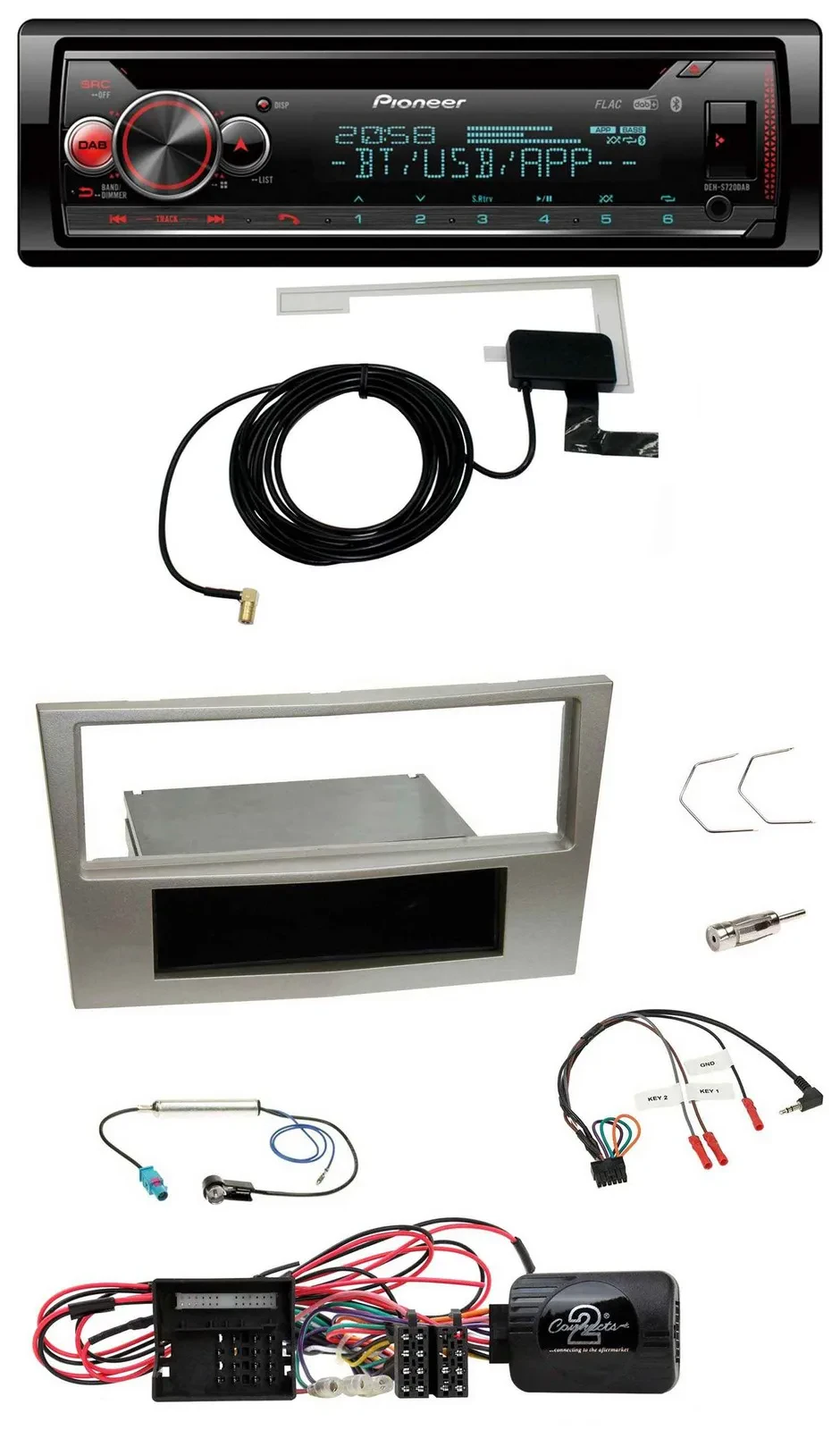 Автомагнитола для Opel Corsa D Pioneer DAB/CD/USB/Bluetooth, поддержка кнопок на руле, цвет сатин-стоун