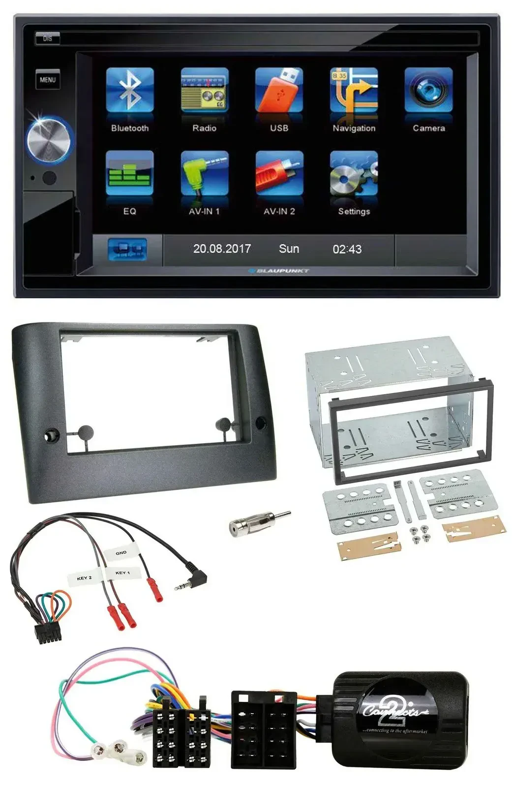 Blaupunkt Lenkrad USB Bluetooth TMC 2DIN Navigation für Fiat Stilo 2005-2007
