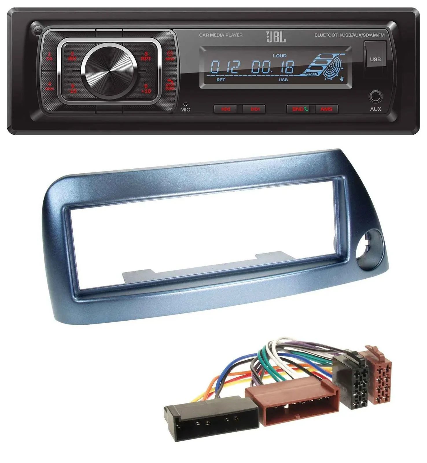 JBL SD AUX MP3 USB Bluetooth Autoradio für Ford Ka bis 2008 blau-metallic